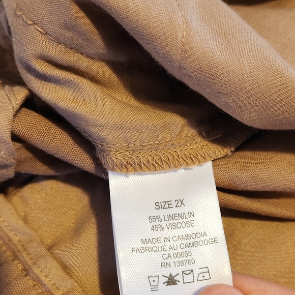 Penningtons Tapered Leg Linen Pull On Elastic Pants Beige Tan Size 2X Summer - Picture 11 of 12